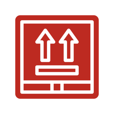 Red box with upward arrows icon.